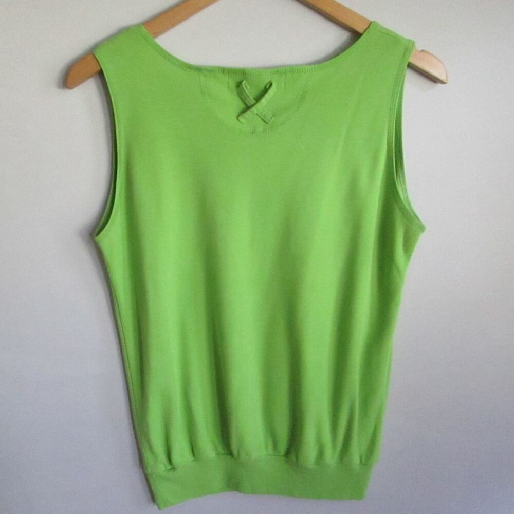 Vintage 80s Pistachio Green Henley Tank Top Sleeveless M - Picture 11 of 17